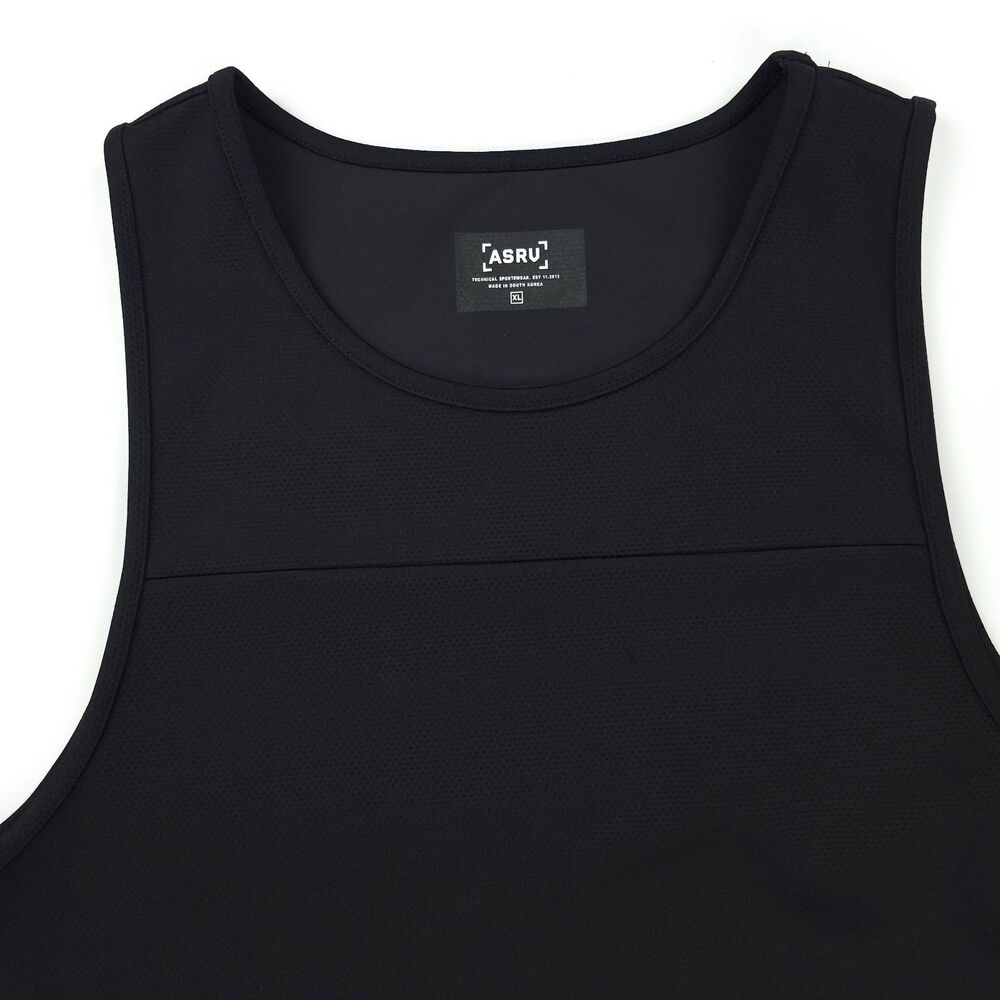 ASRV DSG-0136 SilverPlus Mesh Utility Tank Black Athleisure Minimal Sporty Gym - Picture 3 of 10